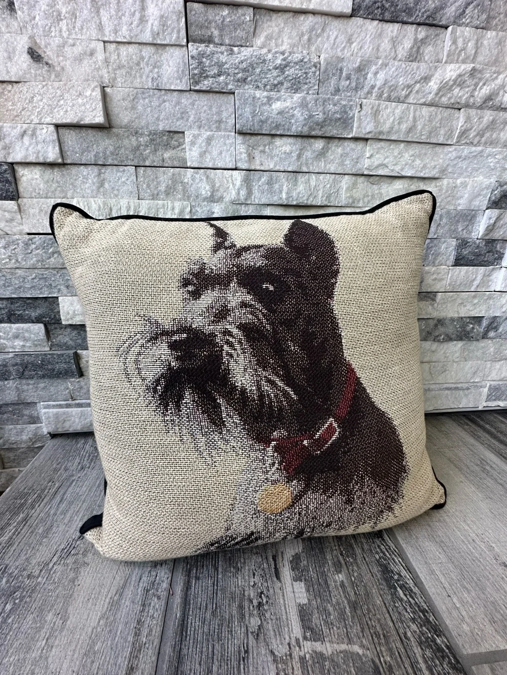 Schnauzer Needlepoint Decorative Pillow